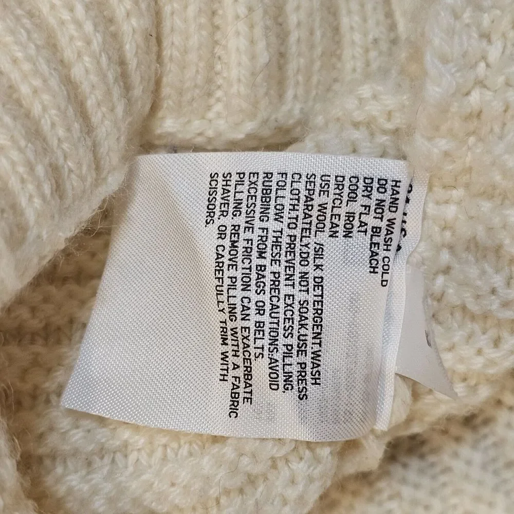 Uniqlo Cream Cable Knit Sweater Womens Chunky Wool Acrylic Blend Crew Neck Large